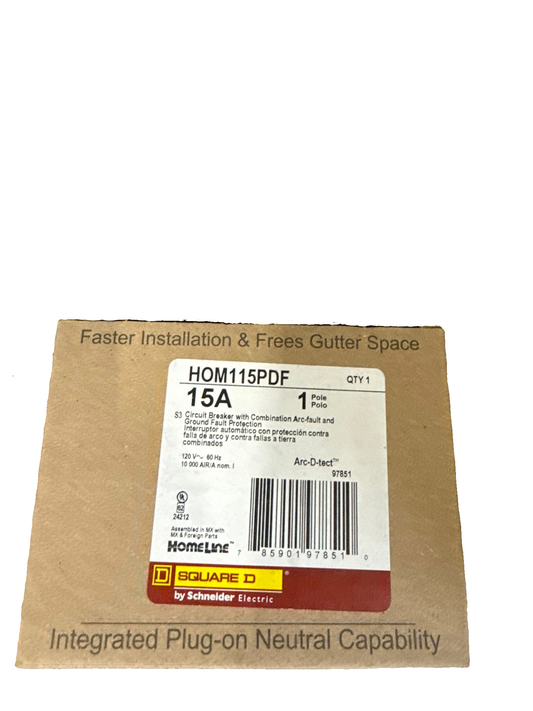 Square D - HOM115PDFC Homeline Plug-On Neutral 15 Amp Single-Pole Dual Function (CAFCI and GFCI) Circuit Breaker,