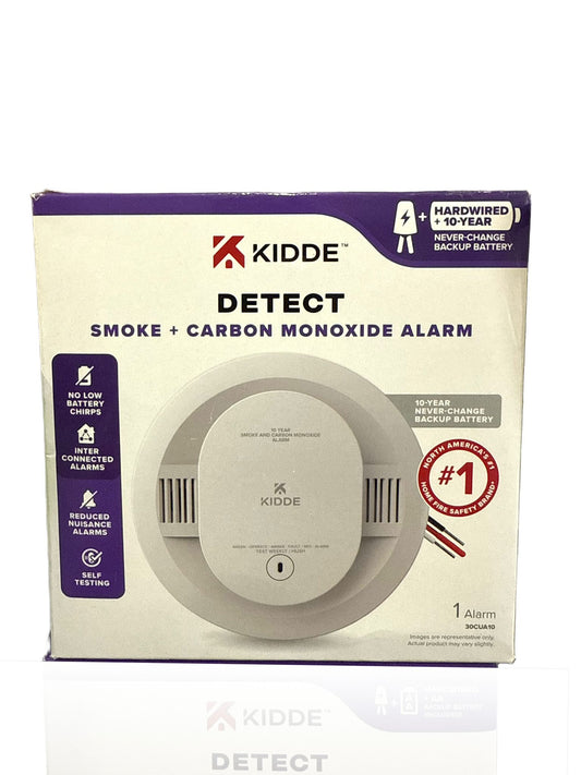 Kidde, 30CUA10, Hardwired Smoke & Carbon Monoxide Detector, 10-Year Battery Backup, Interconnectable LED Warning Light Indicators